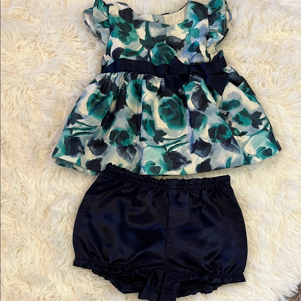 Gymboree Green and Navy Dress with Diaper Covers